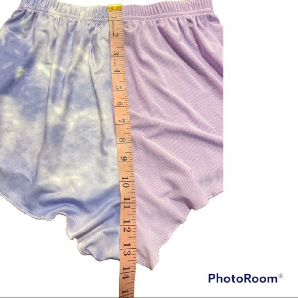 ROMWE Lavender Tie Dye Pajama Short & Longsleeve Crop Top Size Small & Cotton - Picture 7 of 12